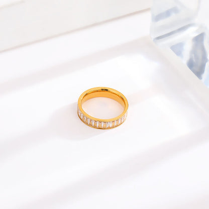 Rhinestone Titanium Steel Ring For Women