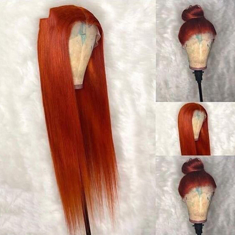 Dark Orange Straight Wig Headgear