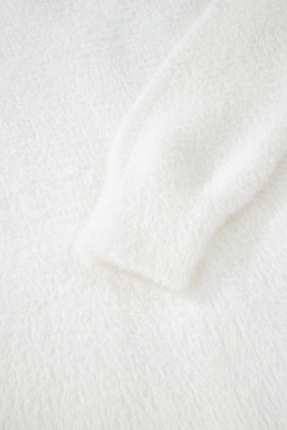 Solid Fuzzy Button-Front Cardigan