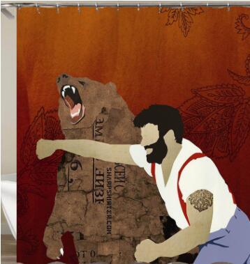 3D Afro Girl Shower Curtain Blue Hair