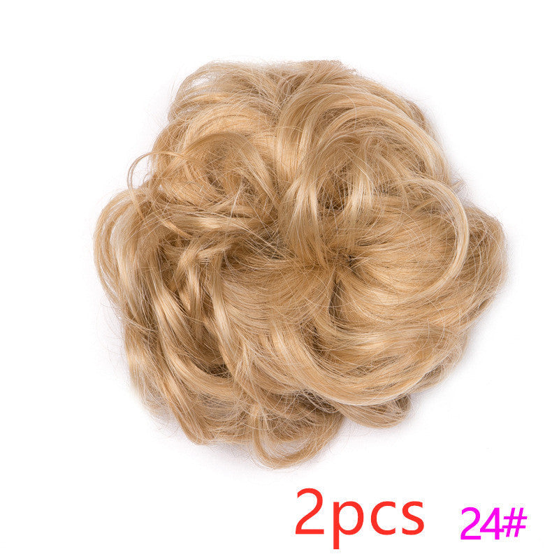Fluffy Drawstring Curly Hair Bun Hair Set