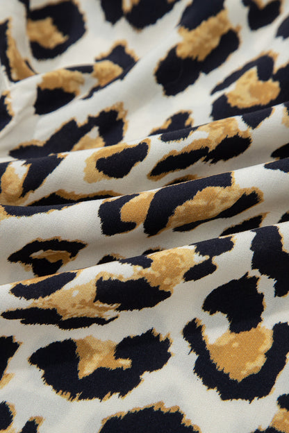 Leopard Patchwork 3/4 Sleeve Loose Shirt