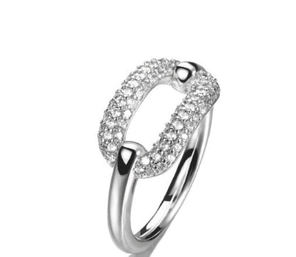 Gold And Silver Arc Female Ring Geometric Bending