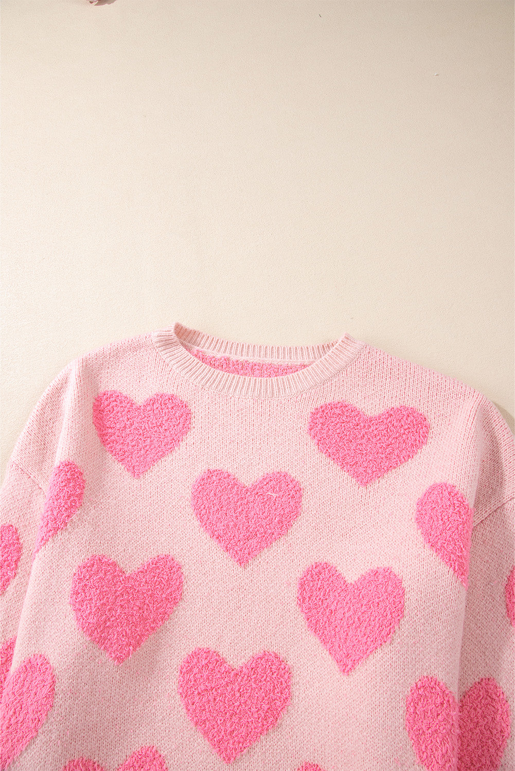 Valentine Heart Colorblock Textured Knit Sweater
