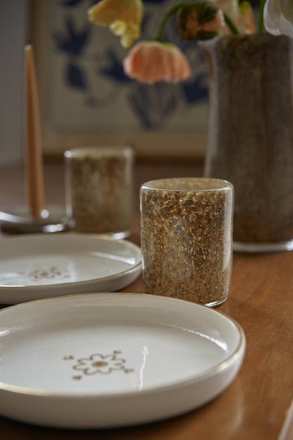 Hand Blown Glass Tumbler: Brown Marble