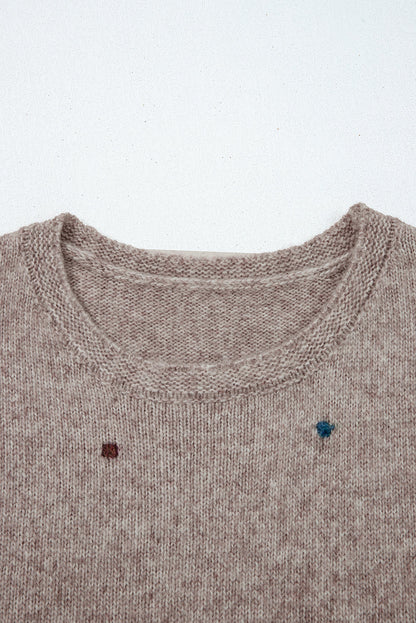 Polka Dot Drop Shoulder Sweater