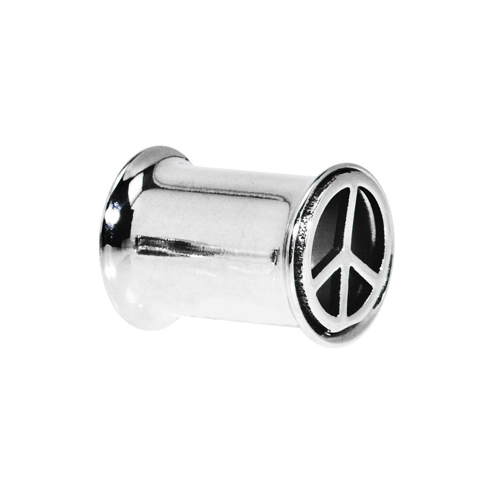0G Stainless Steel Double Flare Peace Symbol Tunnel