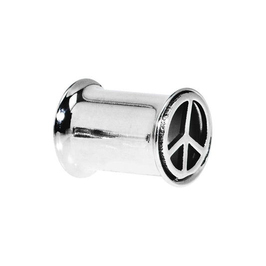 0G Stainless Steel Double Flare Peace Symbol Tunnel