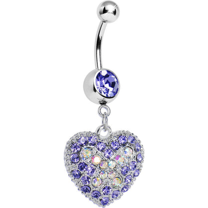 Love's Ascent Tanzanite Purple Butterfly Heart Dangle Belly Ring