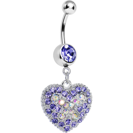 Love's Ascent Tanzanite Purple Butterfly Heart Dangle Belly Ring