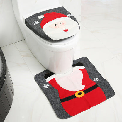 Christmas Santa Bathroom Curtain Toilet Seat Decor