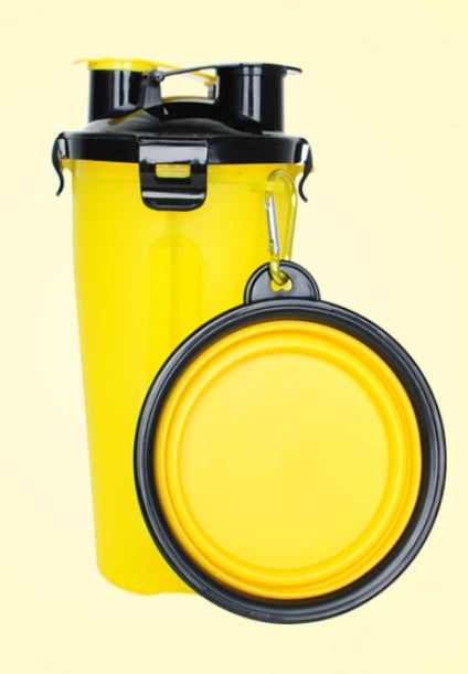 2-in-1 Pet Water Bottle Dispenser with Silicone Bowl