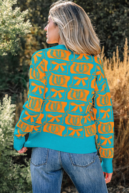 Western Bows & Horseshoes Long Sleeve Sweater