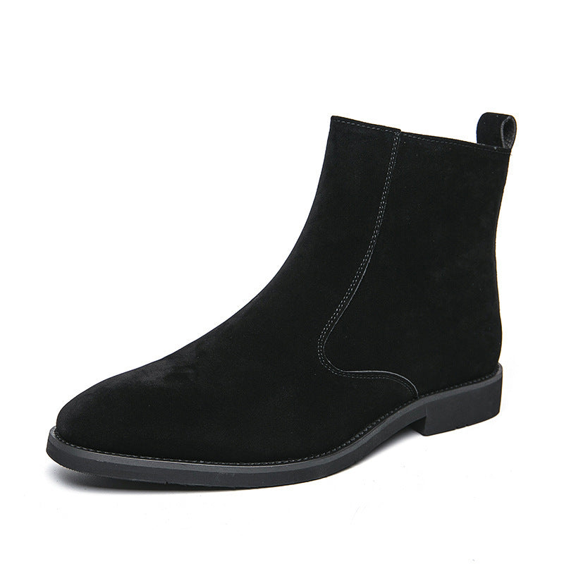 Short Suede Chelsea High Top Ankle Boots