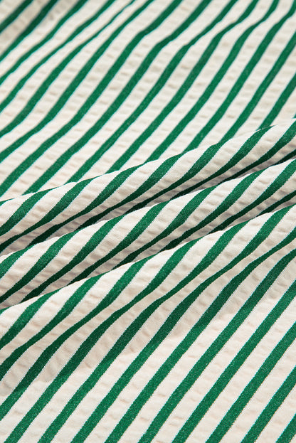 Stripe V-Neck Zip Front Midi Dress