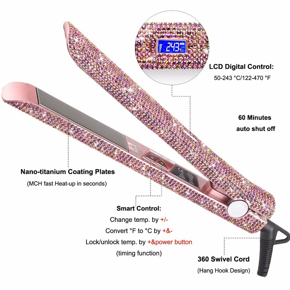 Glitter Hair Flat Iron Titanium Plate Straightener