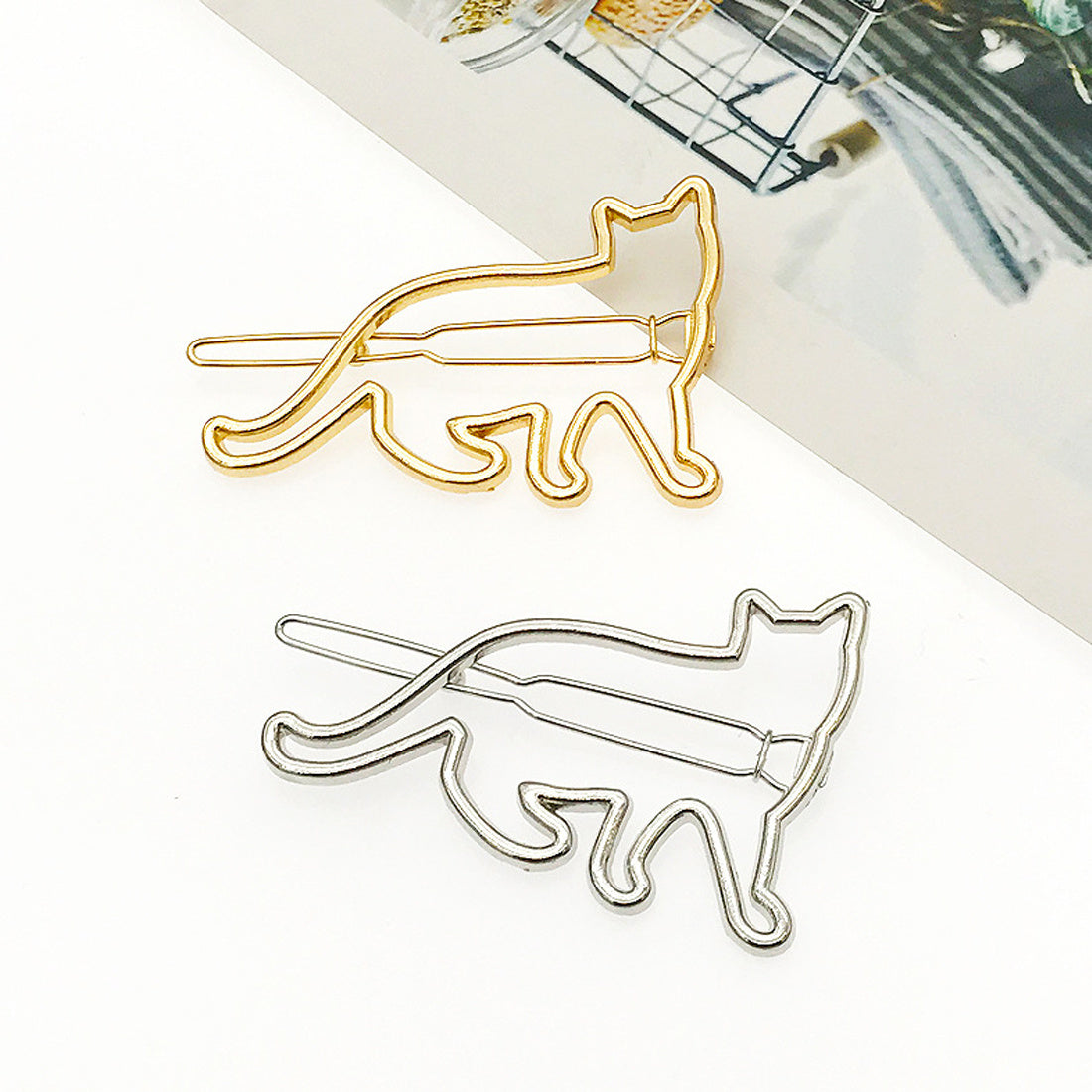 Metal Hollow Cat Hairpin Alloy Clip