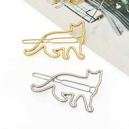 Metal Hollow Cat Hairpin Alloy Clip