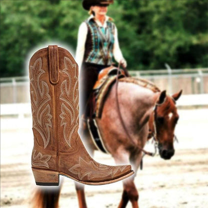 Plus Size Embroidered Long Rider Boots