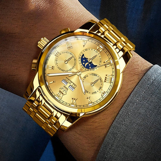 Multifunctional Moon Phase Automatic Waterproof Watch