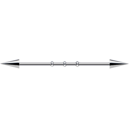 Surgical Steel Spiked Industrial Barbell Earring
