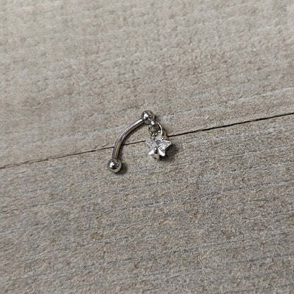 Top Down Clear Gem Dangle Star Eyebrow Ring
