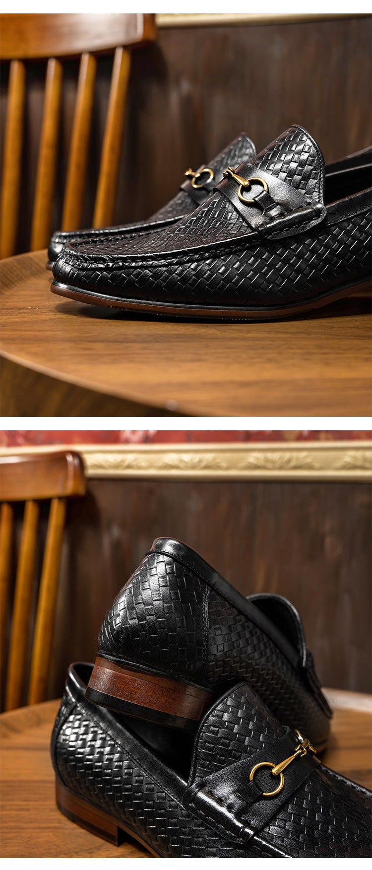 Men's Woven Leather Loafers