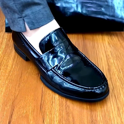Men's Glossy Pure Leather Business Fashion Leather Shoes