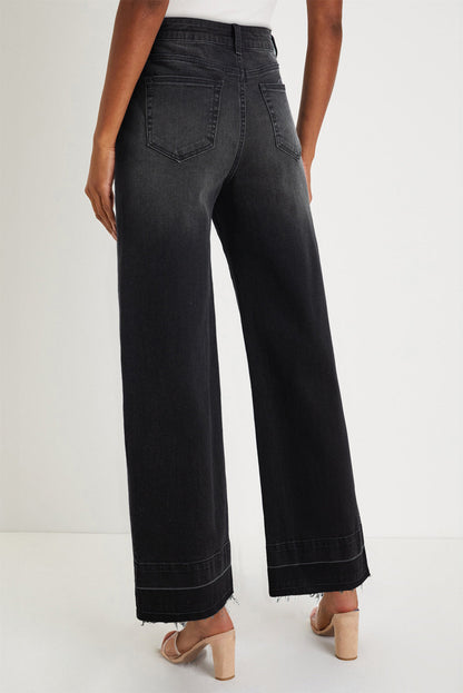 Denim Raw Hem Straight Leg Jeans