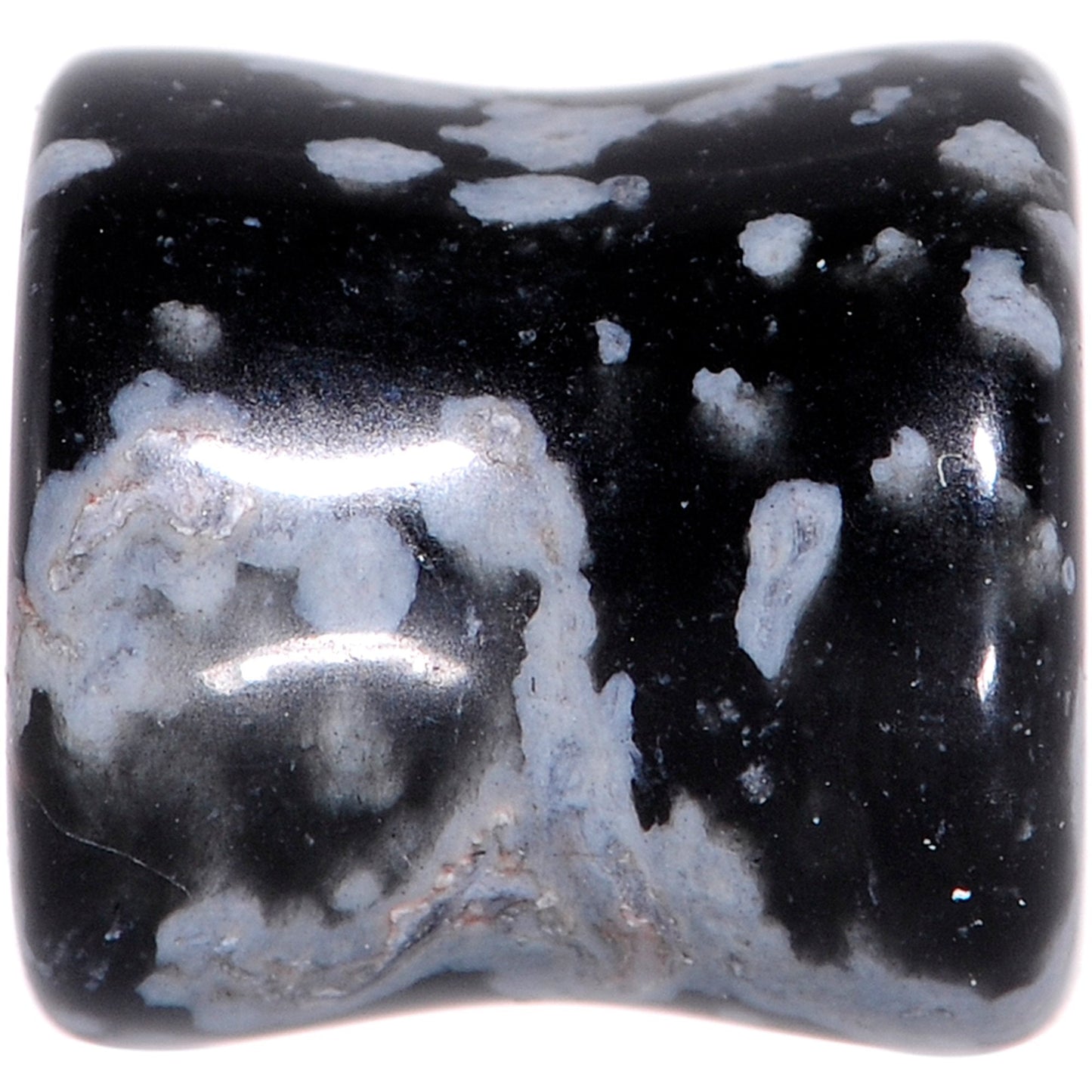 0G Obsidian Snowflake Natural Stone Saddle Plug Set