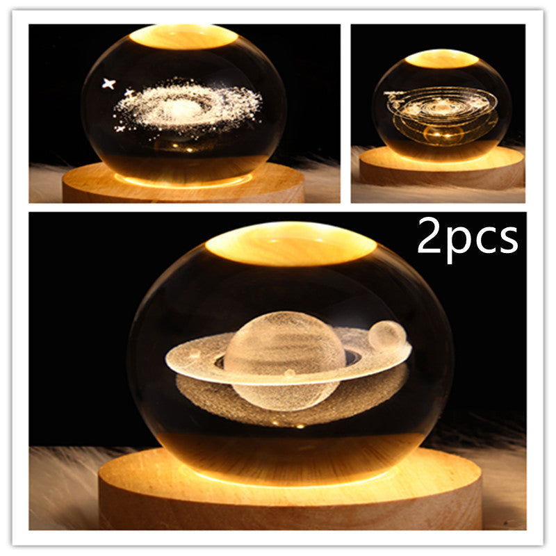 LED Galaxy Crystal Ball 3D Moon Lamp