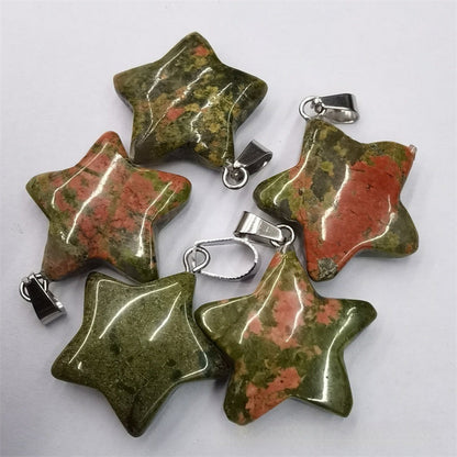 Natural Stone Crystal Agate Star Pendant