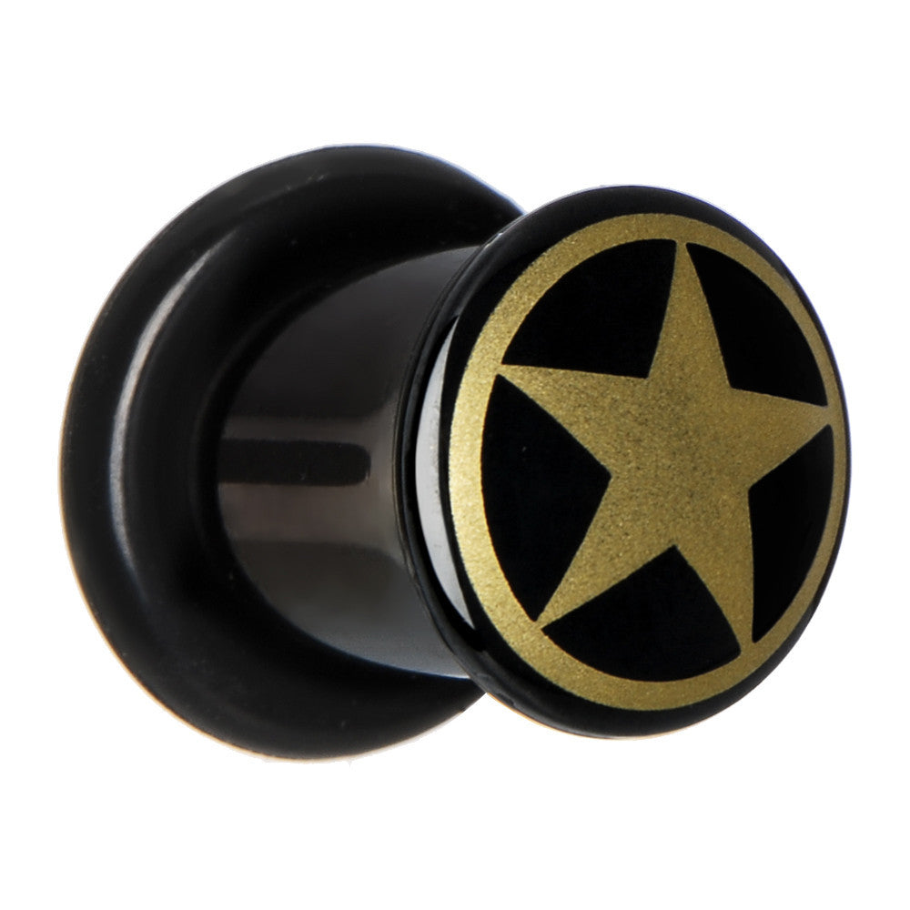 0G Anodized Titanium Gold Star Plug