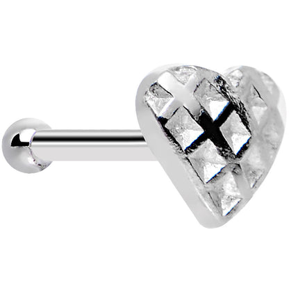 Sterling Silver Checkerboard Heart Nose Bone