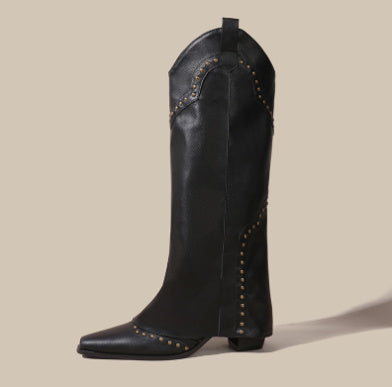 Retro V Cut High Leg Stud Martin Boots