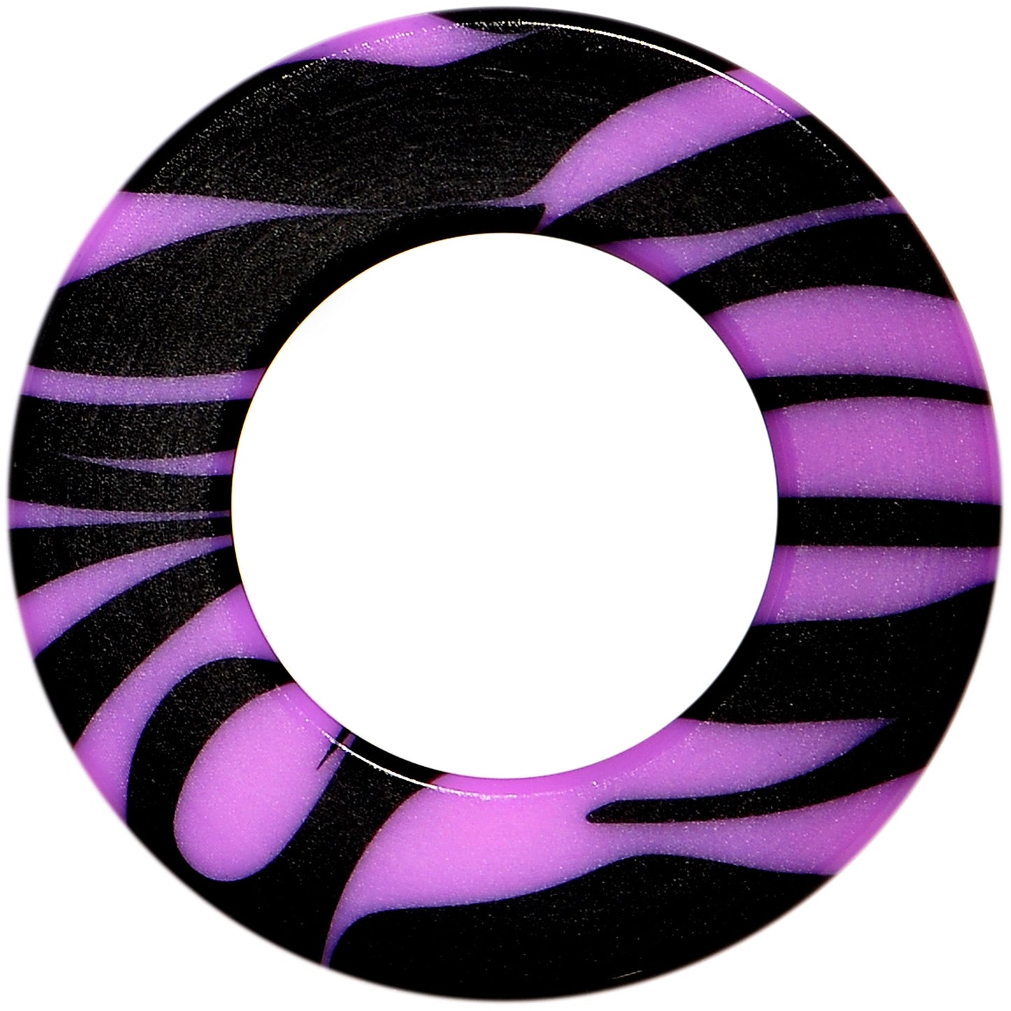 00G Purple Black Acrylic Zebra Striped Screw Fit Tunnel Plug Set