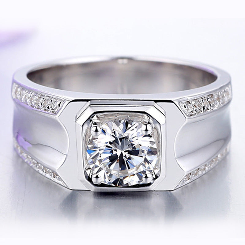 Couple Diamond Ring Silver Gold Plated