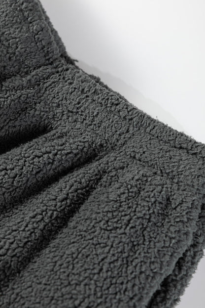 Fuzzy Drawstring Hoodie and Pants Lounge Set