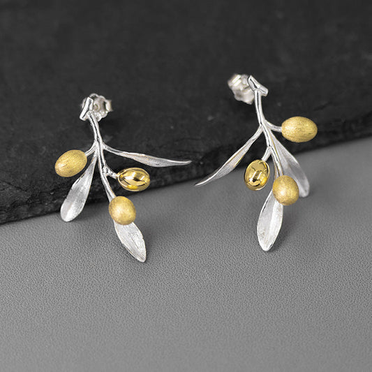 Love's Taste Silver Olive Branch Studs