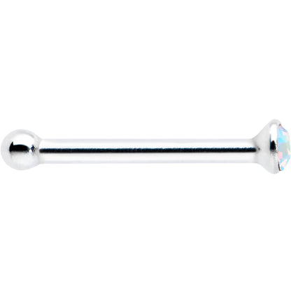 Sterling Silver 1.2mm Aurora Nose Bone Created with Crystals
