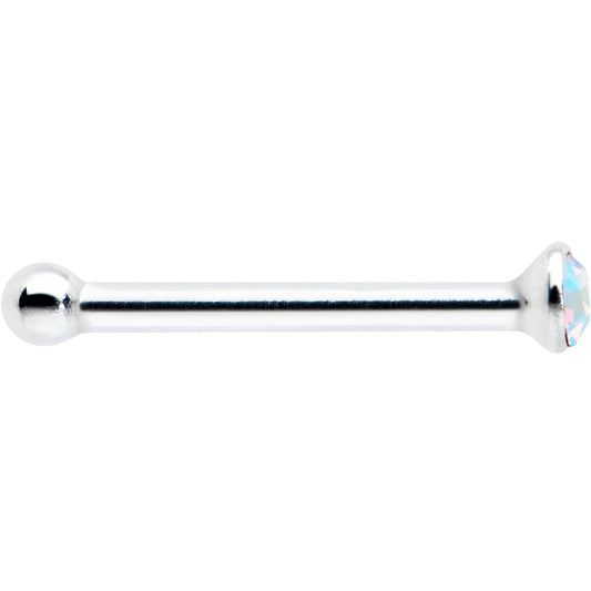 Sterling Silver 1.2mm Aurora Nose Bone Created with Crystals