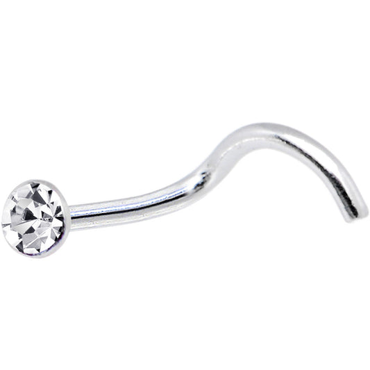Sterling Silver 1.6mm Clear Nose Ring Created with Crystals