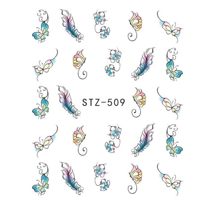 Butterfly Flower Water Transfer Decal Nail Sticker