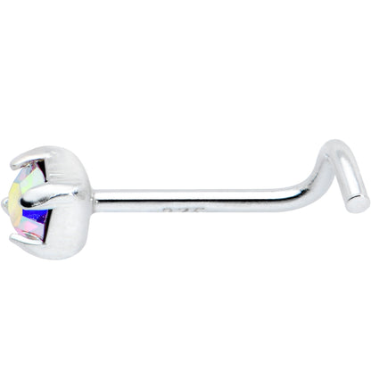 Sterling Silver 3mm Aurora Nose Ring Created with Crystals