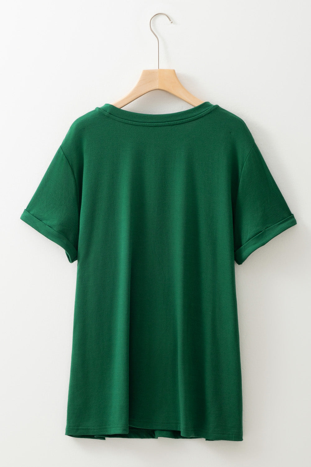 Plus Size Round Neck Roll Sleeve T-shirt