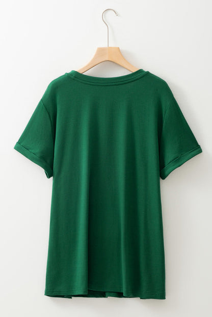 Plus Size Round Neck Roll Sleeve T-shirt