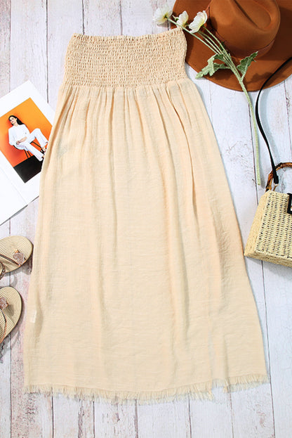 Shirred High Waist Split Long Beach Skirt