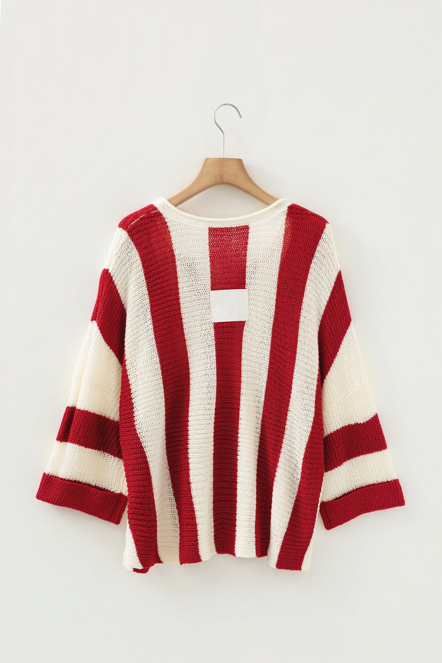 Colorblock Stripe V-Neck Bracelet Sleeve Sweater