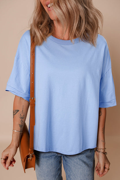 Loose Half Sleeve Hi Low Hem T-Shirt