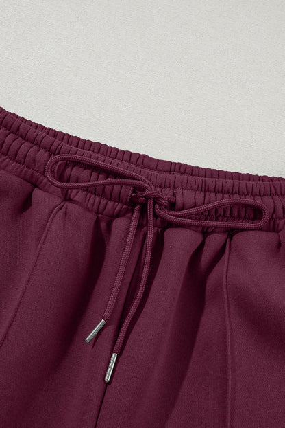 Solid Zip-Up Jacket and Drawstring Pants Set